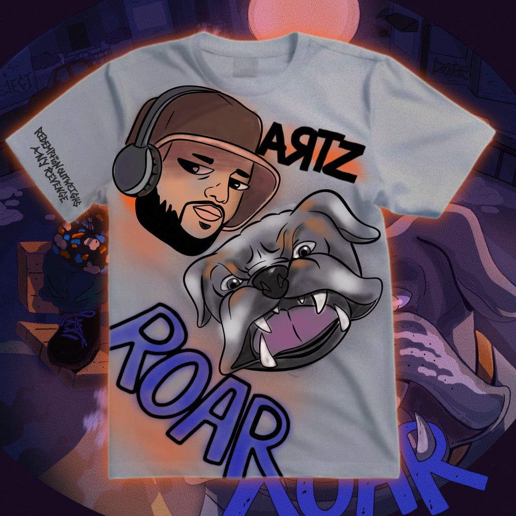 ROAR-Gray-Shirt (Spray Painted)