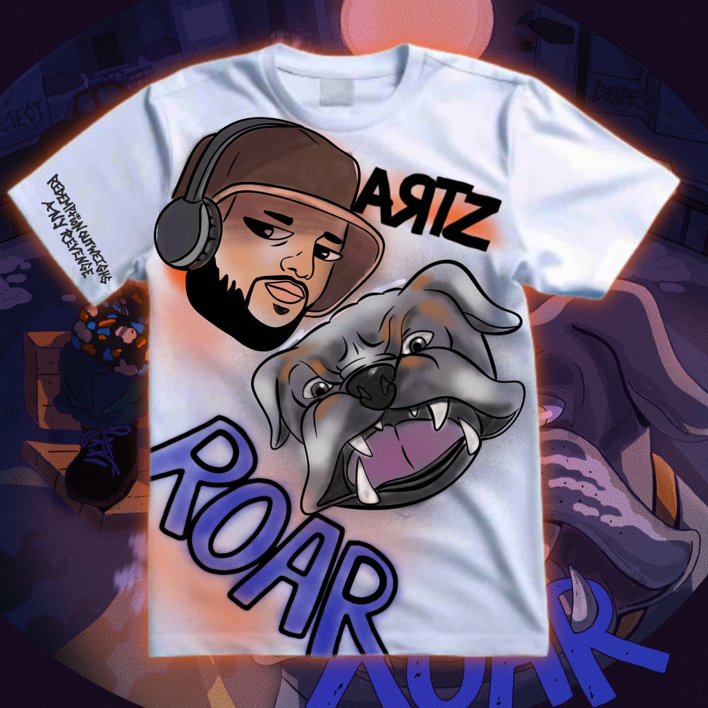 ROAR-White-Shirt (Spray Painted)