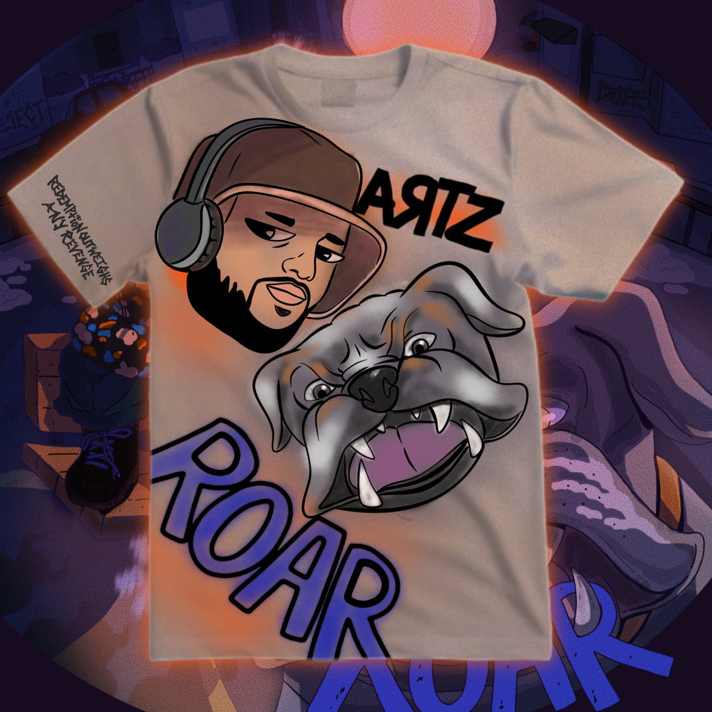 ROAR-Beige-Shirt (Spray Painted)