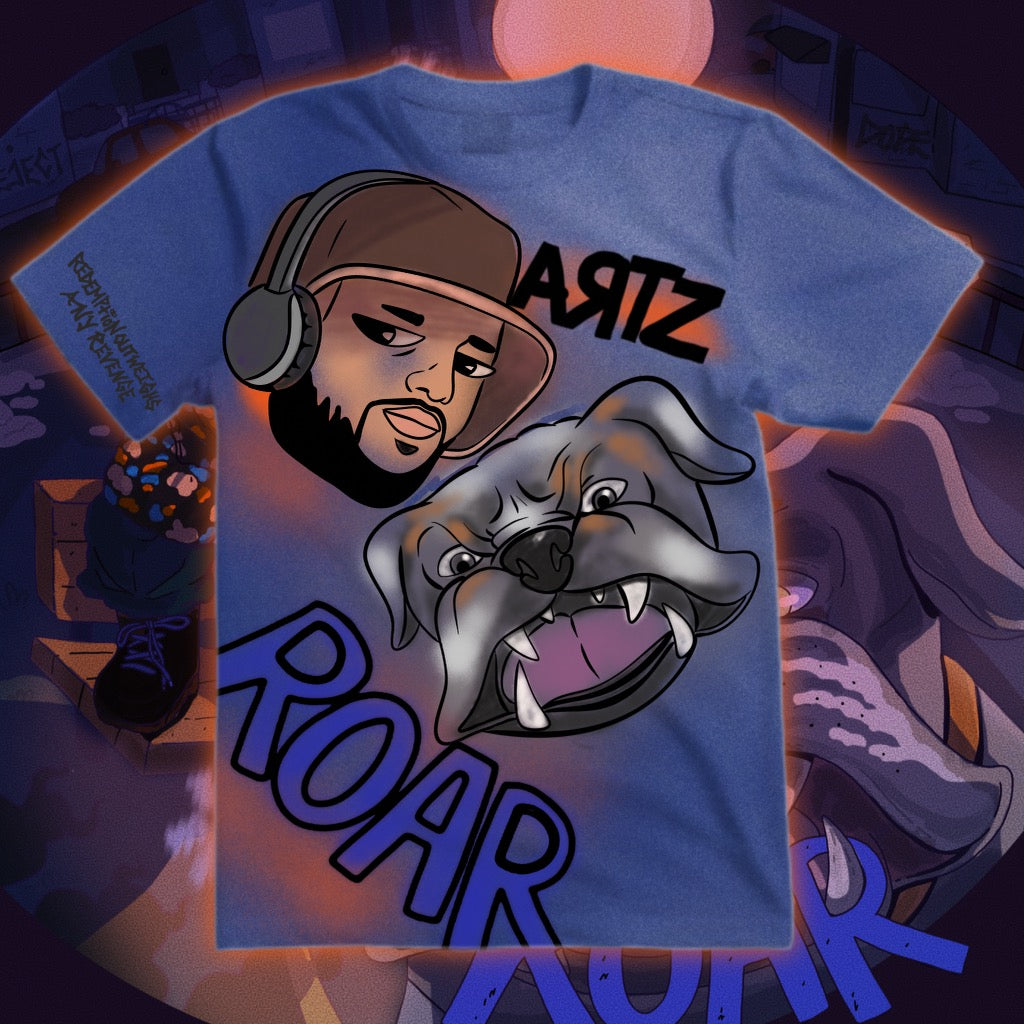 ROAR-Blue-Shirt (Spray Painted)