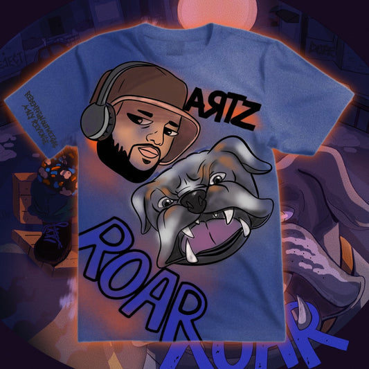ROAR-Blue-Shirt (Spray Painted)